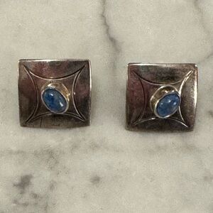 Sterling silver and lapis lazuli earrings. 5/8 inches. EUC. Native American.